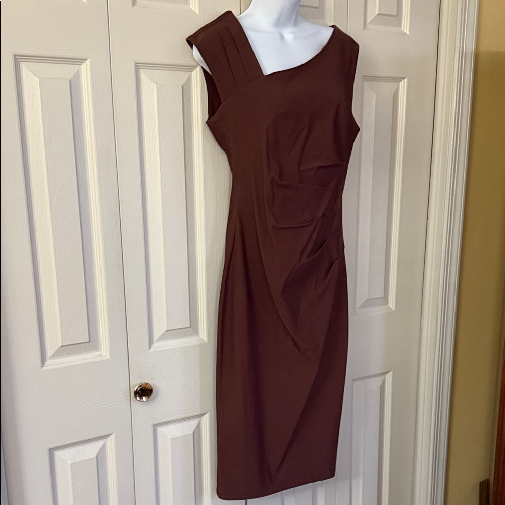Chic Brown Asymmetrical Midi Dress